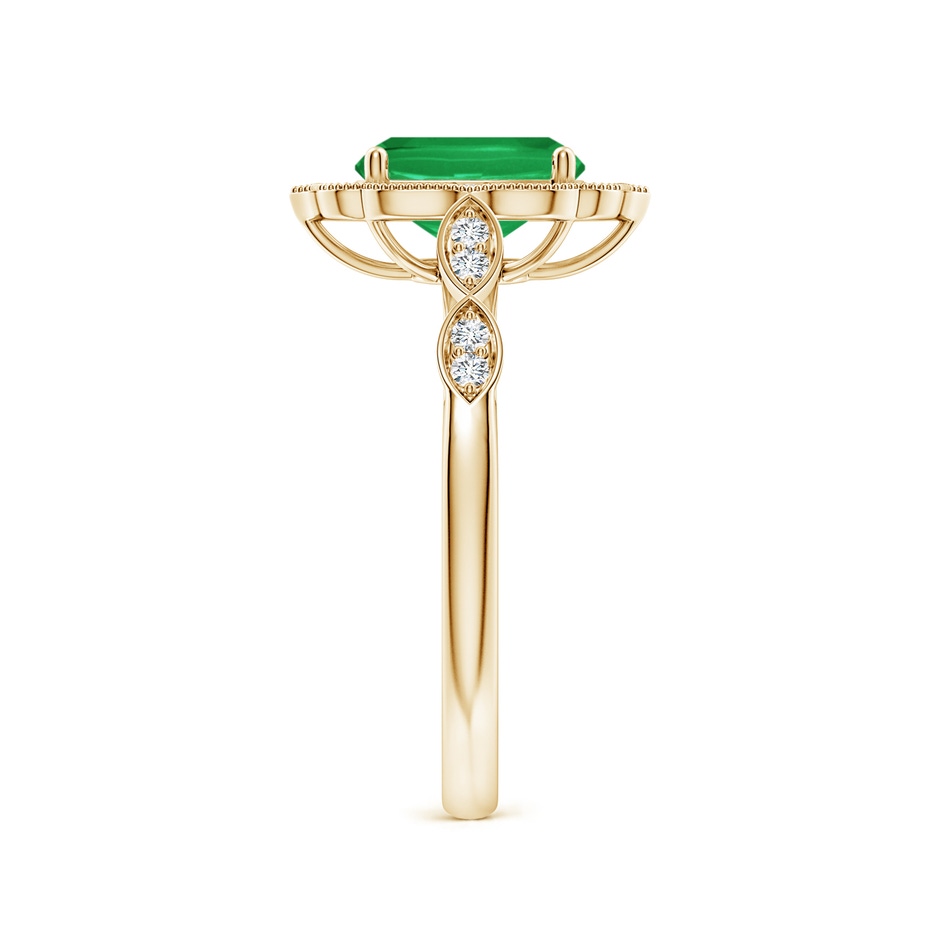 8x6mm A Vintage Inspired Cushion Rectangular Emerald Ornate Halo Engagement Ring in Yellow Gold side 299