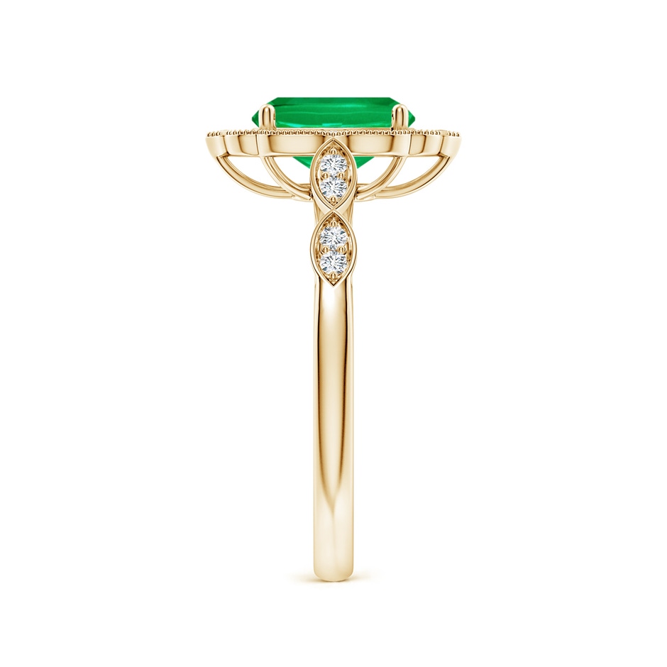 8x6mm AAA Vintage Inspired Cushion Rectangular Emerald Ornate Halo Engagement Ring in Yellow Gold side 299