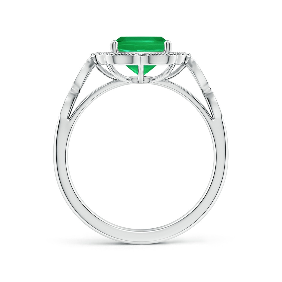 9x7mm AA Vintage Inspired Cushion Rectangular Emerald Ornate Halo Engagement Ring in White Gold side 199
