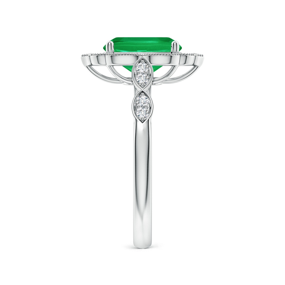 9x7mm AA Vintage Inspired Cushion Rectangular Emerald Ornate Halo Engagement Ring in White Gold side 299