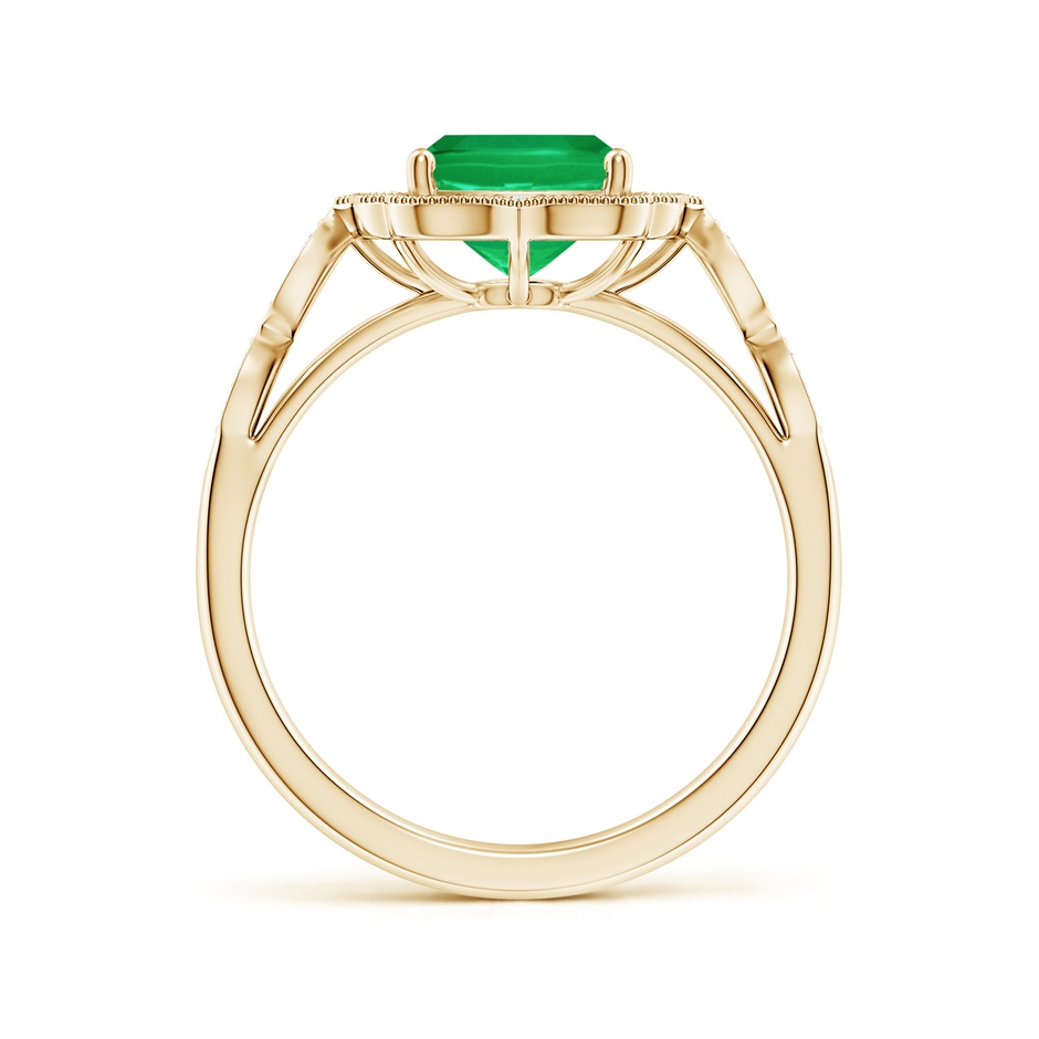 9x7mm AA Vintage Inspired Cushion Rectangular Emerald Ornate Halo Engagement Ring in Yellow Gold side 199