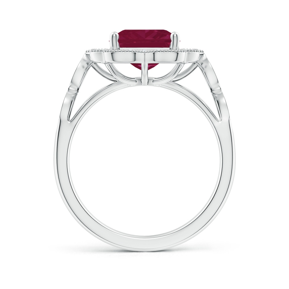 10x8mm A Vintage Inspired Emerald-Cut Ruby Ornate Halo Engagement Ring in White Gold side 199
