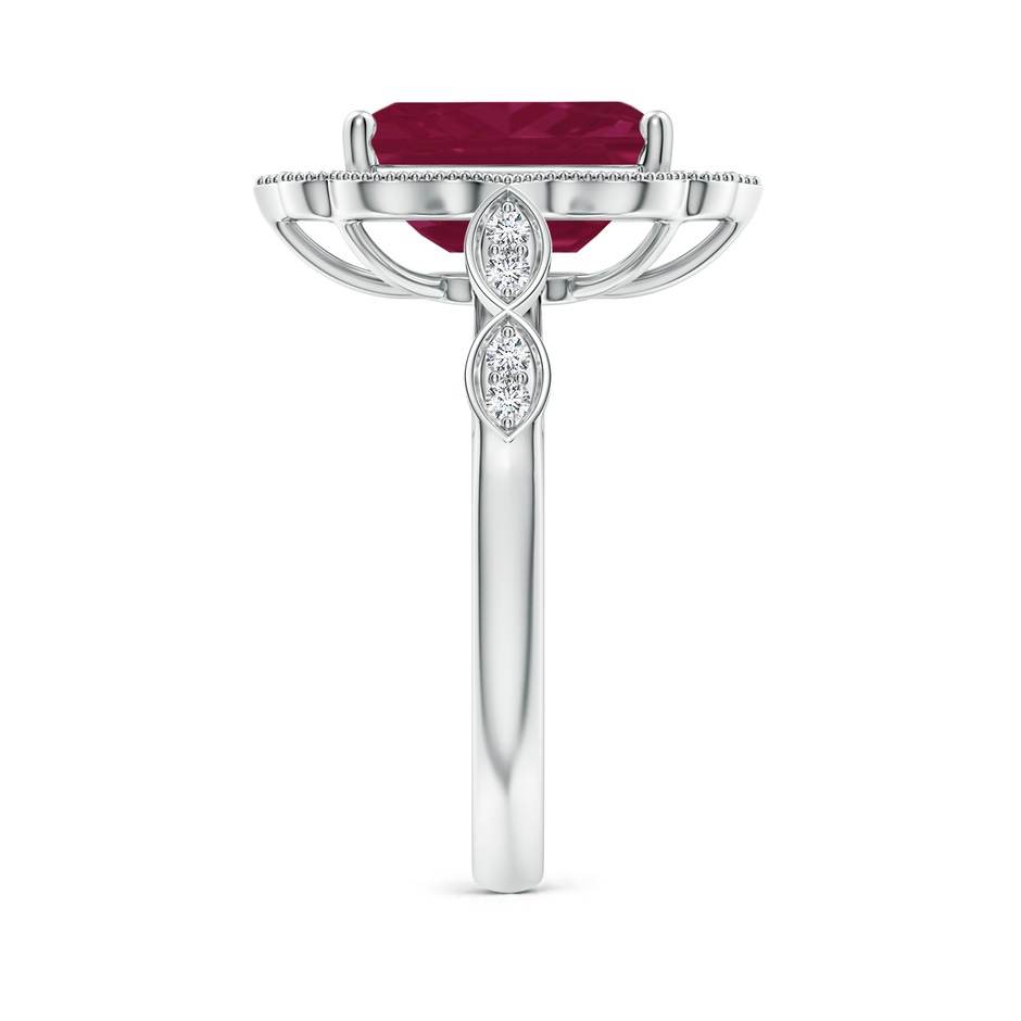 10x8mm A Vintage Inspired Emerald-Cut Ruby Ornate Halo Engagement Ring in White Gold side 299