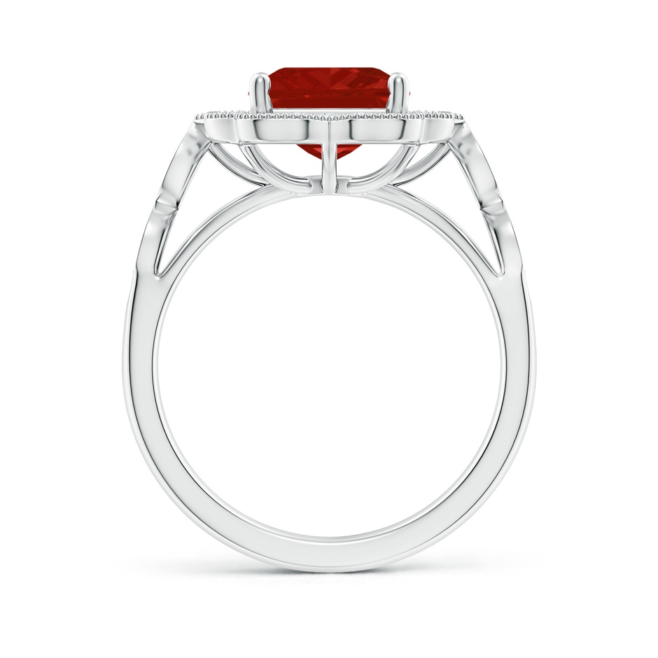 10x8mm AA Vintage Inspired Emerald-Cut Ruby Ornate Halo Engagement Ring in P950 Platinum side 199