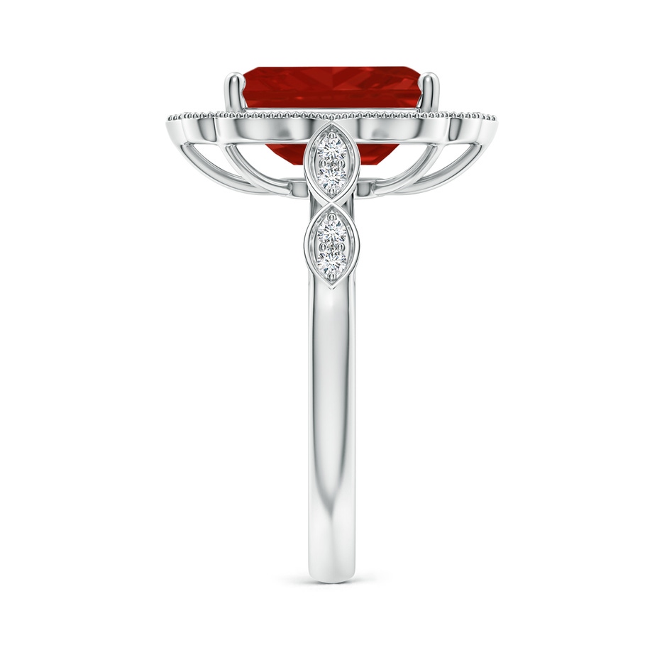 10x8mm AA Vintage Inspired Emerald-Cut Ruby Ornate Halo Engagement Ring in P950 Platinum side 299