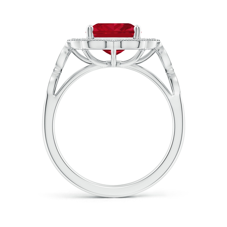 10x8mm AAA Vintage Inspired Emerald-Cut Ruby Ornate Halo Engagement Ring in P950 Platinum side 199