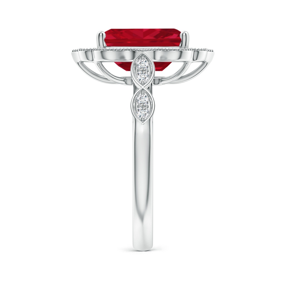 10x8mm AAA Vintage Inspired Emerald-Cut Ruby Ornate Halo Engagement Ring in P950 Platinum side 299