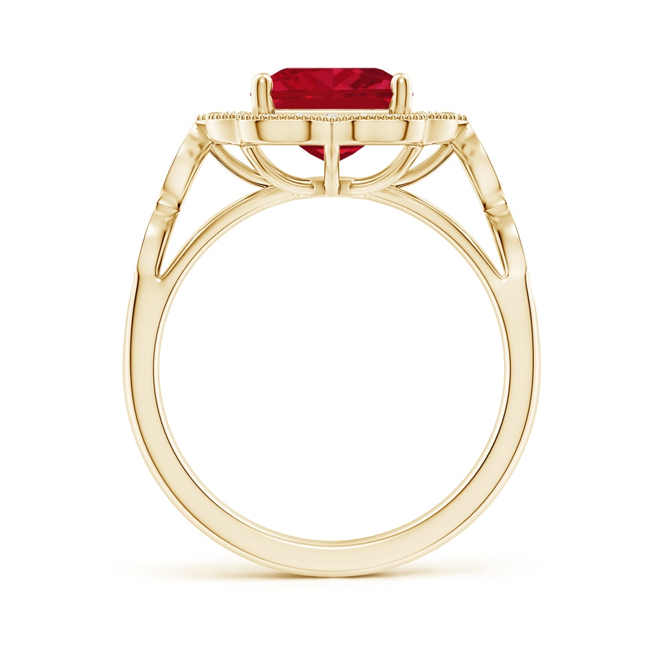 10x8mm AAA Vintage Inspired Emerald-Cut Ruby Ornate Halo Engagement Ring in Yellow Gold side 199