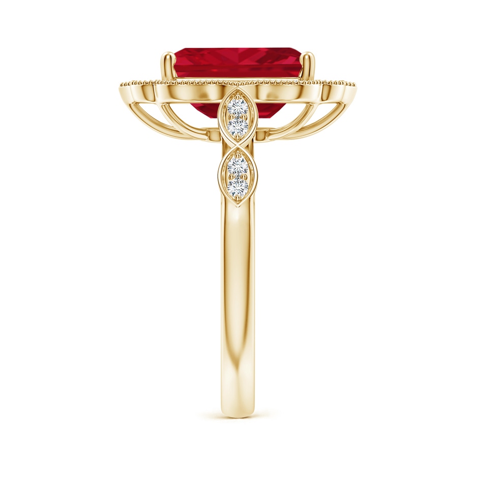 10x8mm AAA Vintage Inspired Emerald-Cut Ruby Ornate Halo Engagement Ring in Yellow Gold side 299