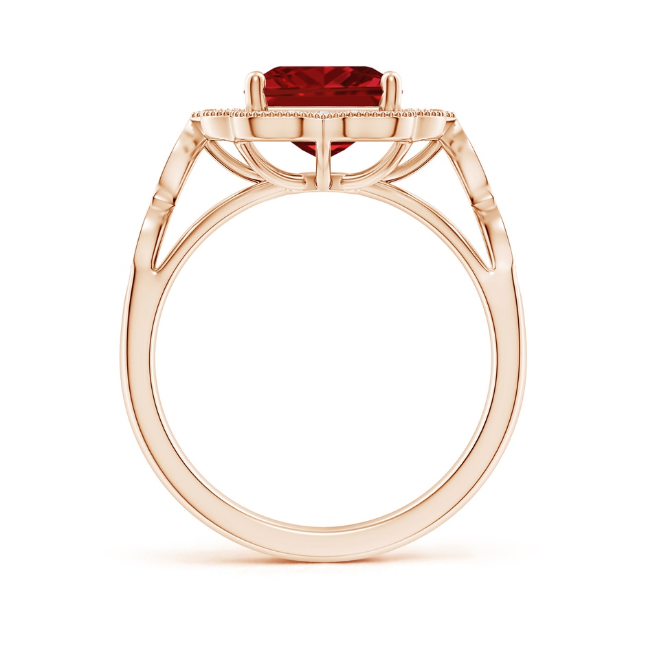 10x8mm AAAA Vintage Inspired Emerald-Cut Ruby Ornate Halo Engagement Ring in Rose Gold side 199