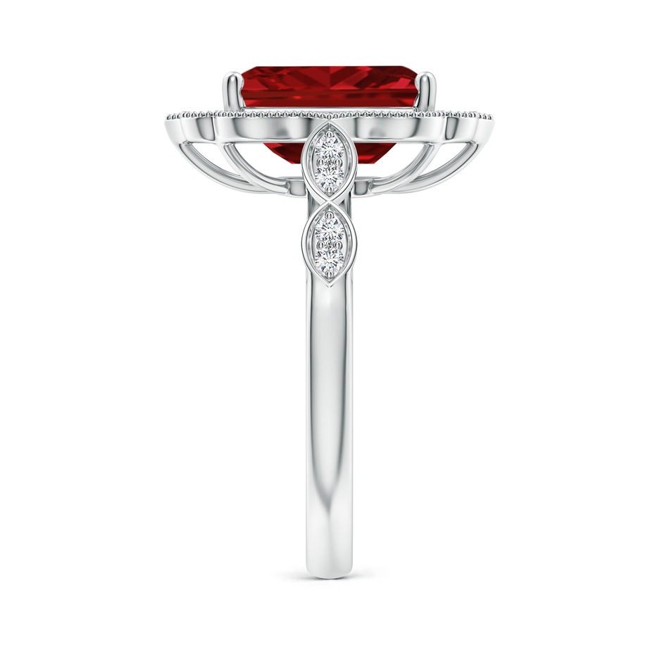 10x8mm AAAA Vintage Inspired Emerald-Cut Ruby Ornate Halo Engagement Ring in White Gold side 299