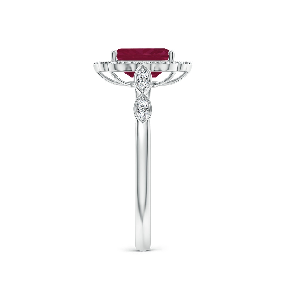 7x5mm A Vintage Inspired Emerald-Cut Ruby Ornate Halo Engagement Ring in White Gold side 299