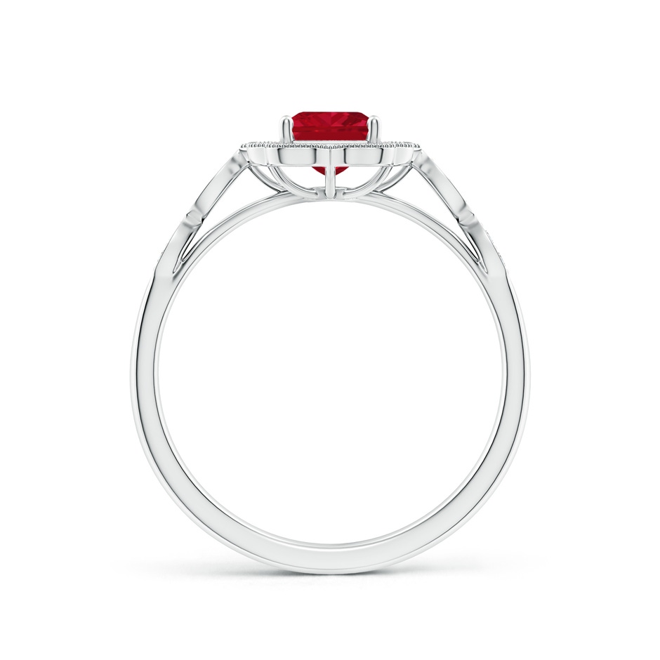 7x5mm AAA Vintage Inspired Emerald-Cut Ruby Ornate Halo Engagement Ring in White Gold side 199
