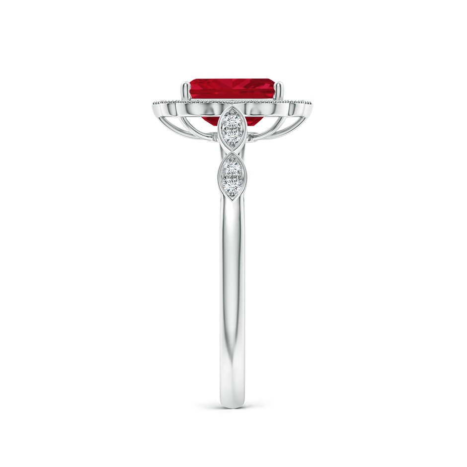 7x5mm AAA Vintage Inspired Emerald-Cut Ruby Ornate Halo Engagement Ring in White Gold side 299