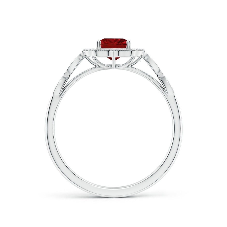 7x5mm AAAA Vintage Inspired Emerald-Cut Ruby Ornate Halo Engagement Ring in P950 Platinum side 199