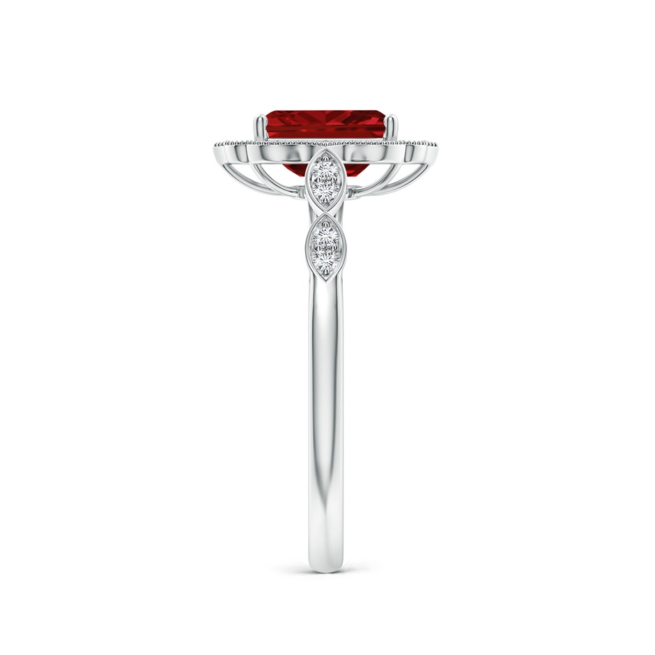 7x5mm AAAA Vintage Inspired Emerald-Cut Ruby Ornate Halo Engagement Ring in P950 Platinum side 299