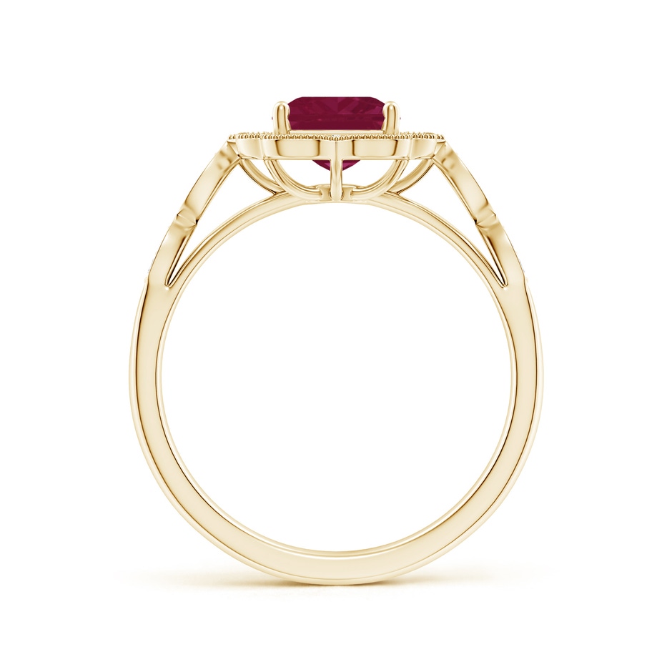 8x6mm A Vintage Inspired Emerald-Cut Ruby Ornate Halo Engagement Ring in Yellow Gold side 199