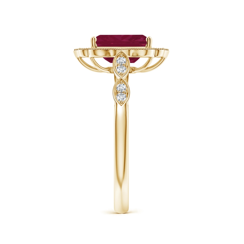 8x6mm A Vintage Inspired Emerald-Cut Ruby Ornate Halo Engagement Ring in Yellow Gold side 299