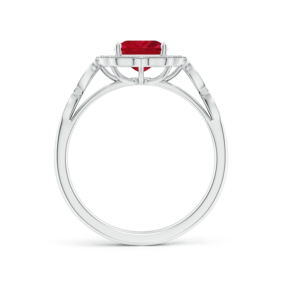 8x6mm AAA Vintage Inspired Emerald-Cut Ruby Ornate Halo Engagement Ring in P950 Platinum side 199