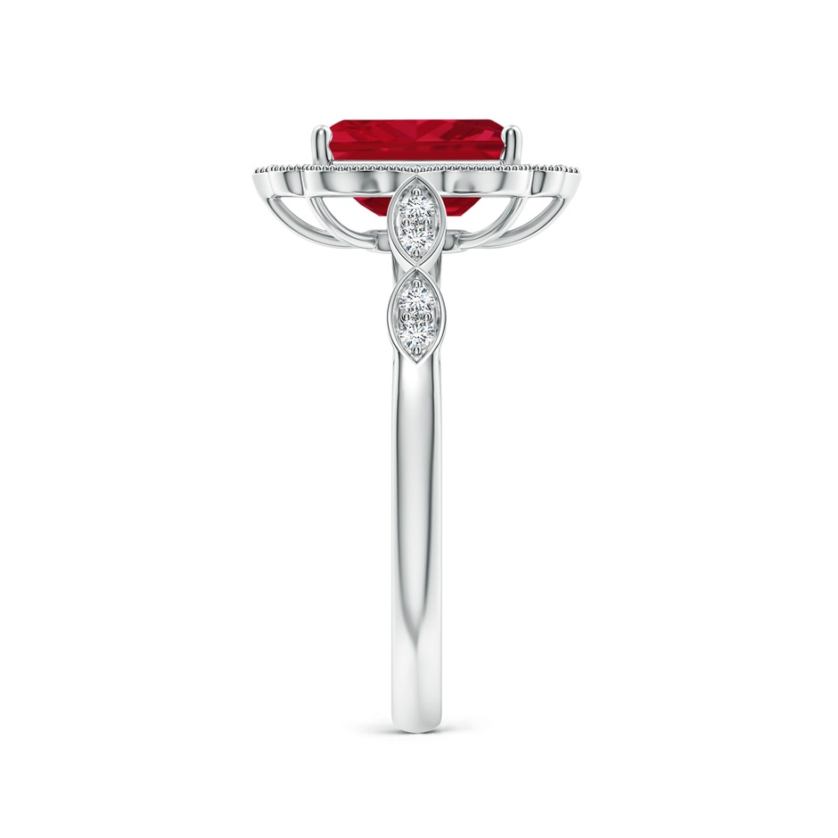 8x6mm AAA Vintage Inspired Emerald-Cut Ruby Ornate Halo Engagement Ring in P950 Platinum side 299