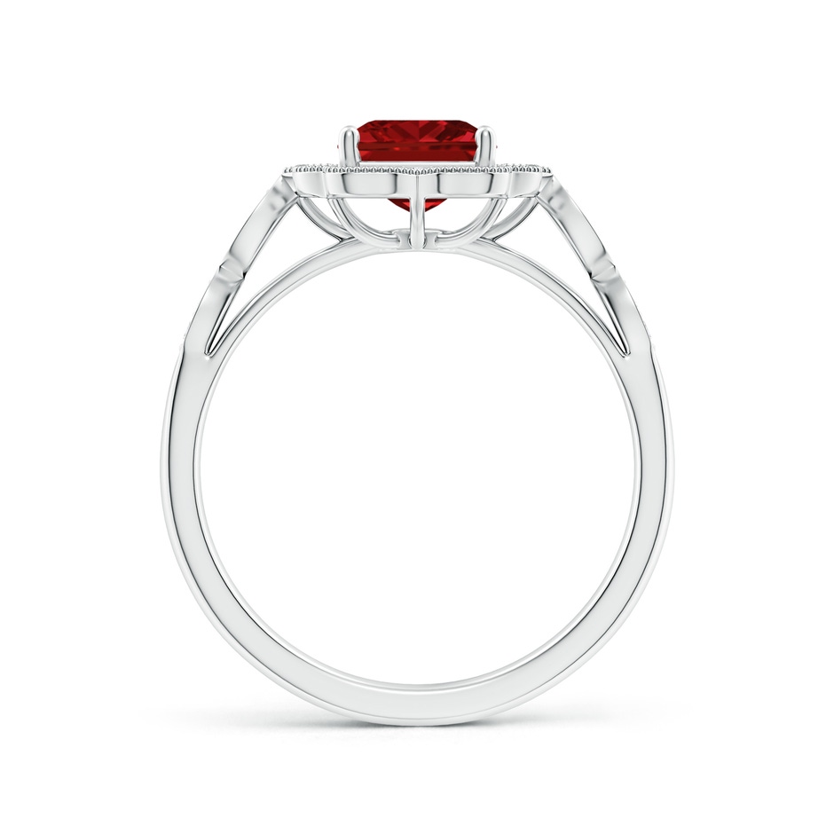 8x6mm AAAA Vintage Inspired Emerald-Cut Ruby Ornate Halo Engagement Ring in P950 Platinum side 199