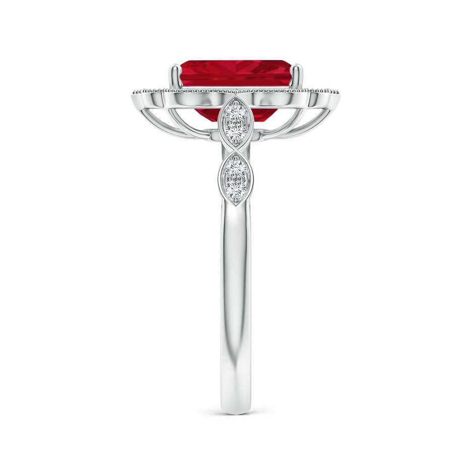 9x7mm AAA Vintage Inspired Emerald-Cut Ruby Ornate Halo Engagement Ring in P950 Platinum side 299