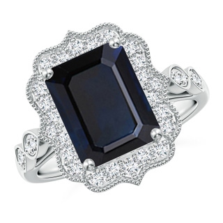 Emerald Cut A Blue Sapphire