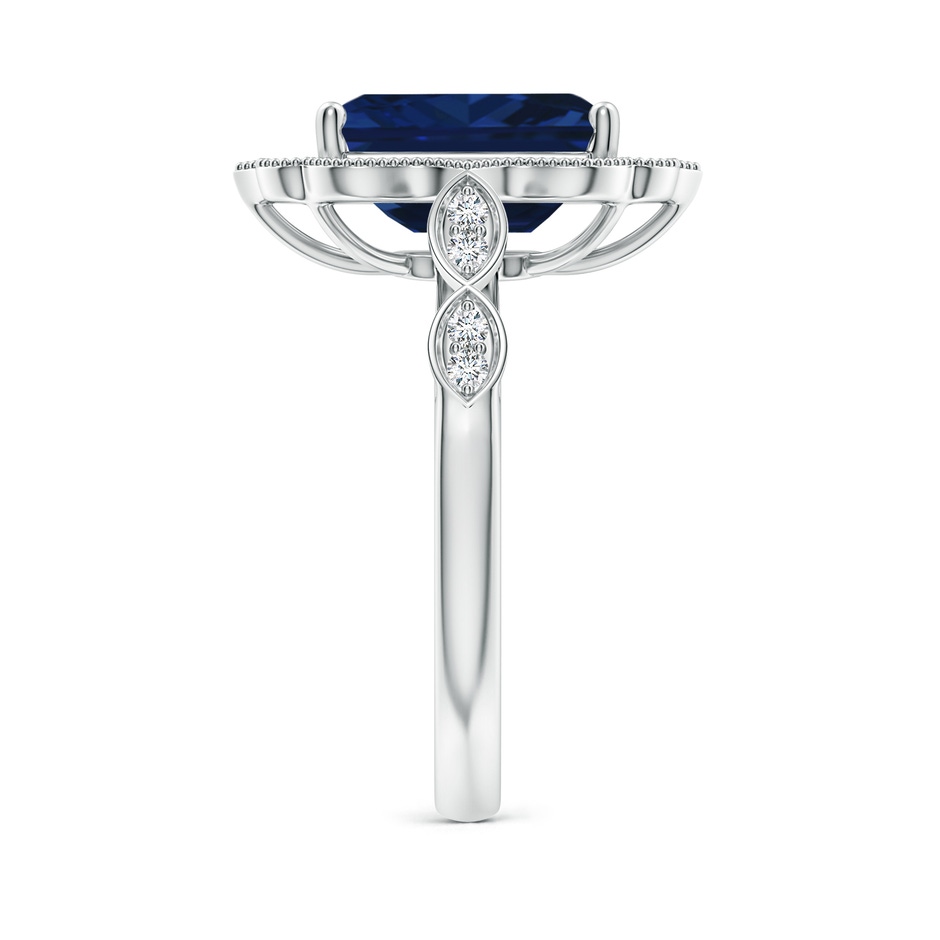 10x8mm AAA Vintage Inspired Emerald-Cut Blue Sapphire Ornate Halo Engagement Ring in P950 Platinum side 299