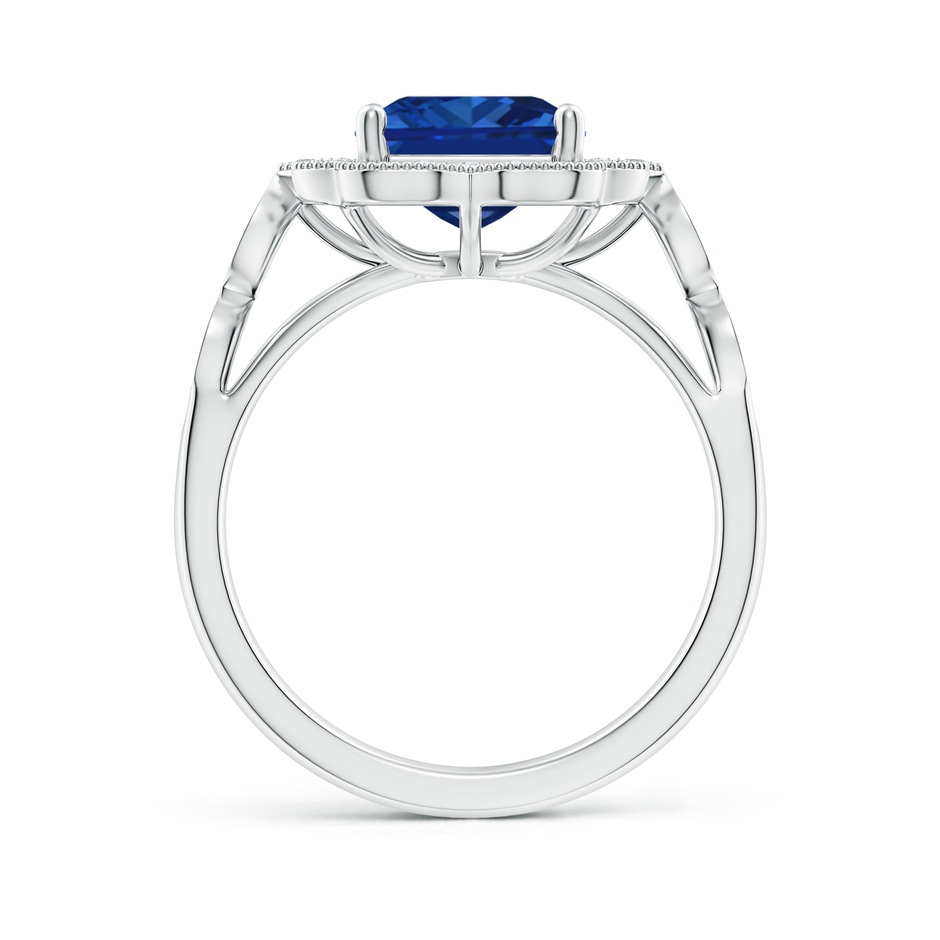 10x8mm AAAA Vintage Inspired Emerald-Cut Blue Sapphire Ornate Halo Engagement Ring in P950 Platinum side 199