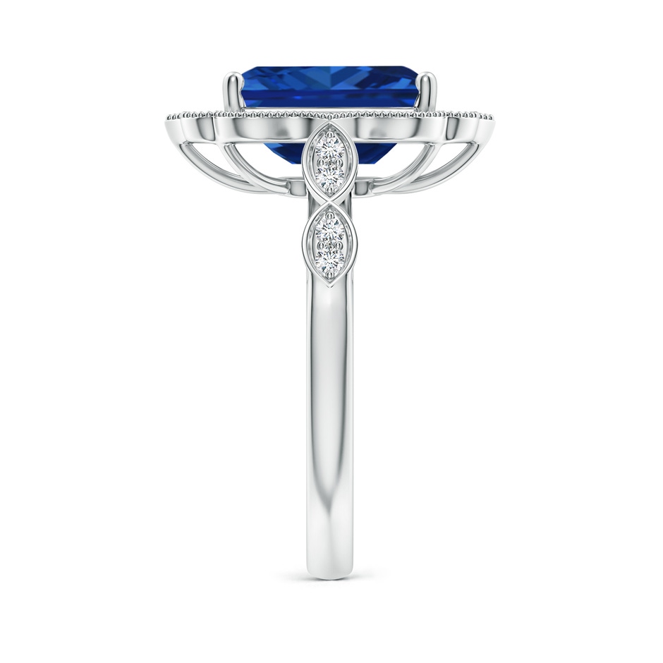 10x8mm AAAA Vintage Inspired Emerald-Cut Blue Sapphire Ornate Halo Engagement Ring in P950 Platinum side 299