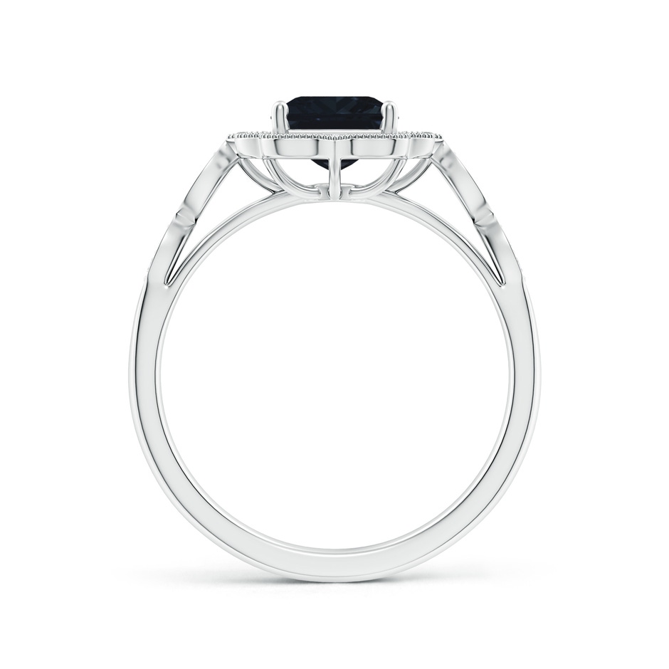 8x6mm A Vintage Inspired Emerald-Cut Blue Sapphire Ornate Halo Engagement Ring in P950 Platinum side 199