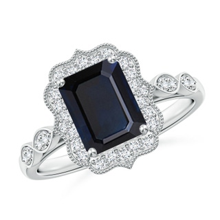 Emerald Cut A Blue Sapphire