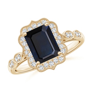 Emerald Cut A Blue Sapphire