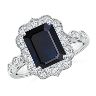 Emerald Cut A Blue Sapphire