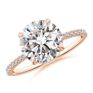 9.2mm IJI1I2 Round Diamond Hidden Halo Classic Engagement Ring in Rose Gold