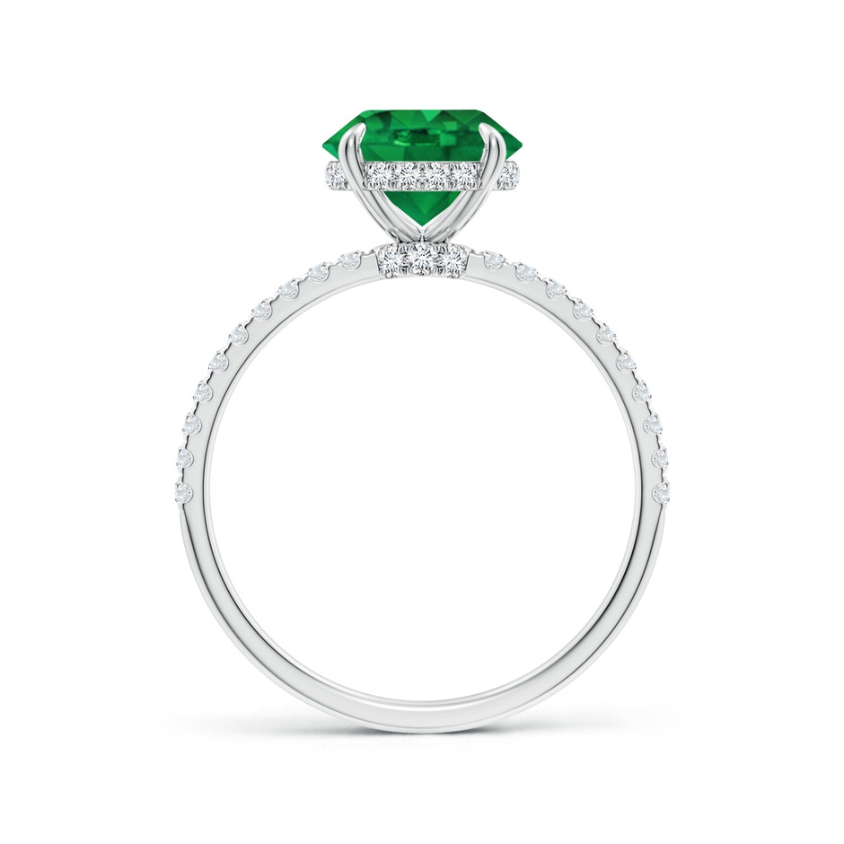 8mm AAA Round Emerald Hidden Halo Classic Engagement Ring in White Gold side 199