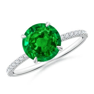 8mm AAAA Round Emerald Hidden Halo Classic Engagement Ring in P950 Platinum