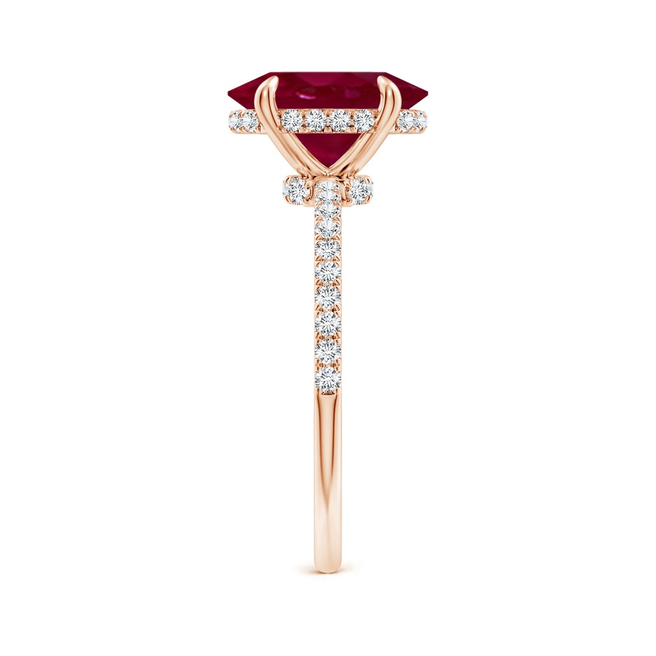10x8mm A Oval Ruby Hidden Halo Classic Engagement Ring in Rose Gold side 299