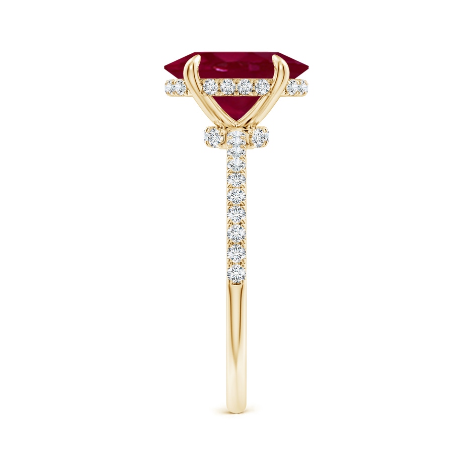 10x8mm A Oval Ruby Hidden Halo Classic Engagement Ring in Yellow Gold side 299