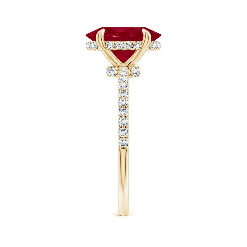 10x8mm AA Oval Ruby Hidden Halo Classic Engagement Ring in Yellow Gold side 299