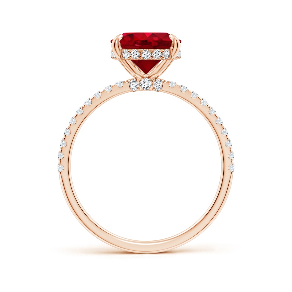 10x8mm AAA Oval Ruby Hidden Halo Classic Engagement Ring in Rose Gold side 199