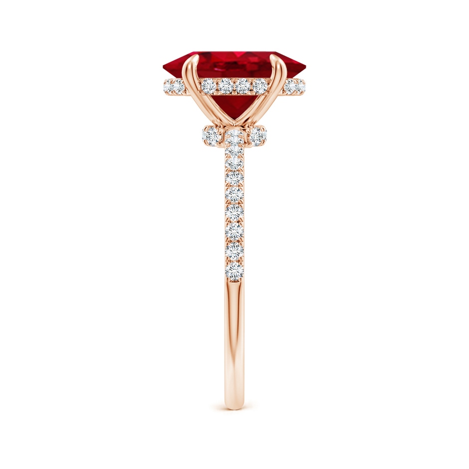 10x8mm AAA Oval Ruby Hidden Halo Classic Engagement Ring in Rose Gold side 299