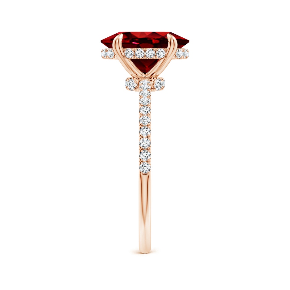 10x8mm AAAA Oval Ruby Hidden Halo Classic Engagement Ring in 18K Rose Gold side 299