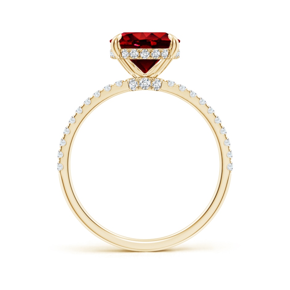 10x8mm AAAA Oval Ruby Hidden Halo Classic Engagement Ring in Yellow Gold side 199