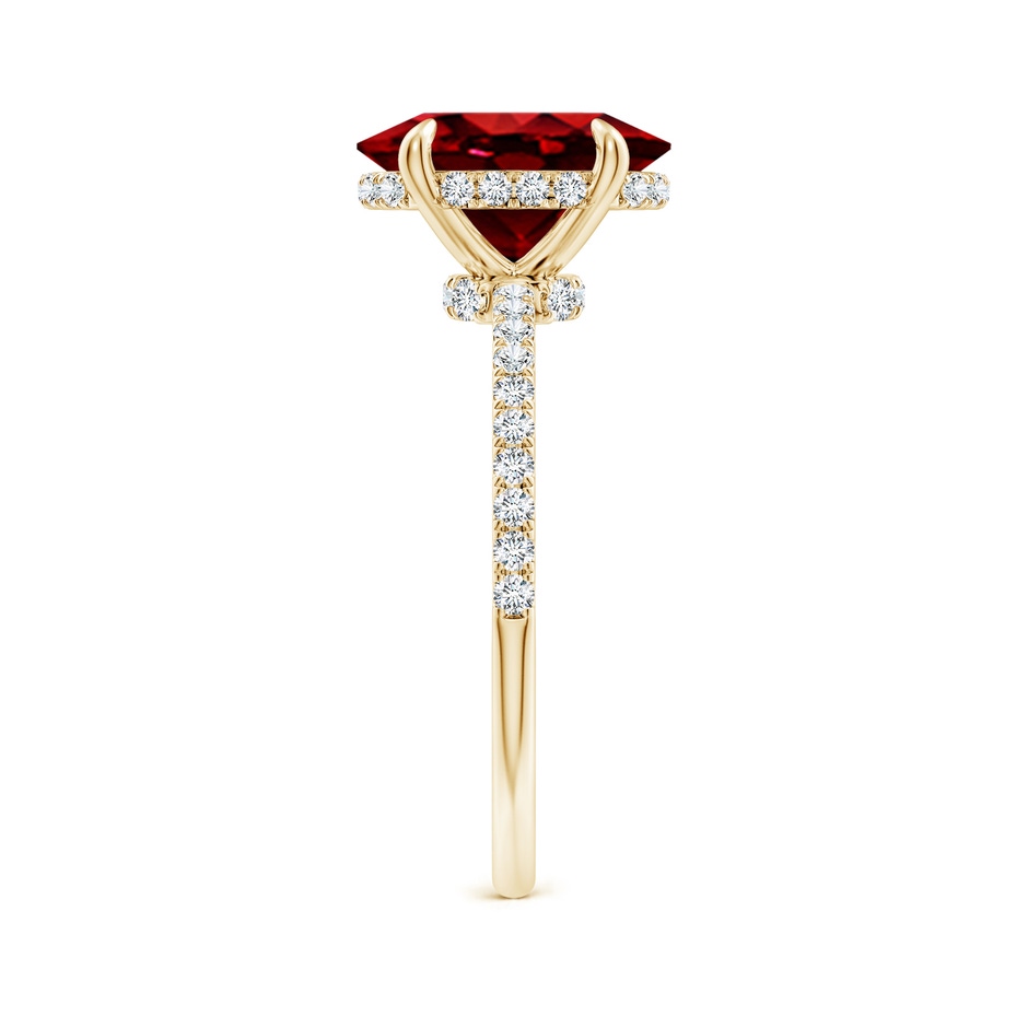 10x8mm AAAA Oval Ruby Hidden Halo Classic Engagement Ring in Yellow Gold side 299