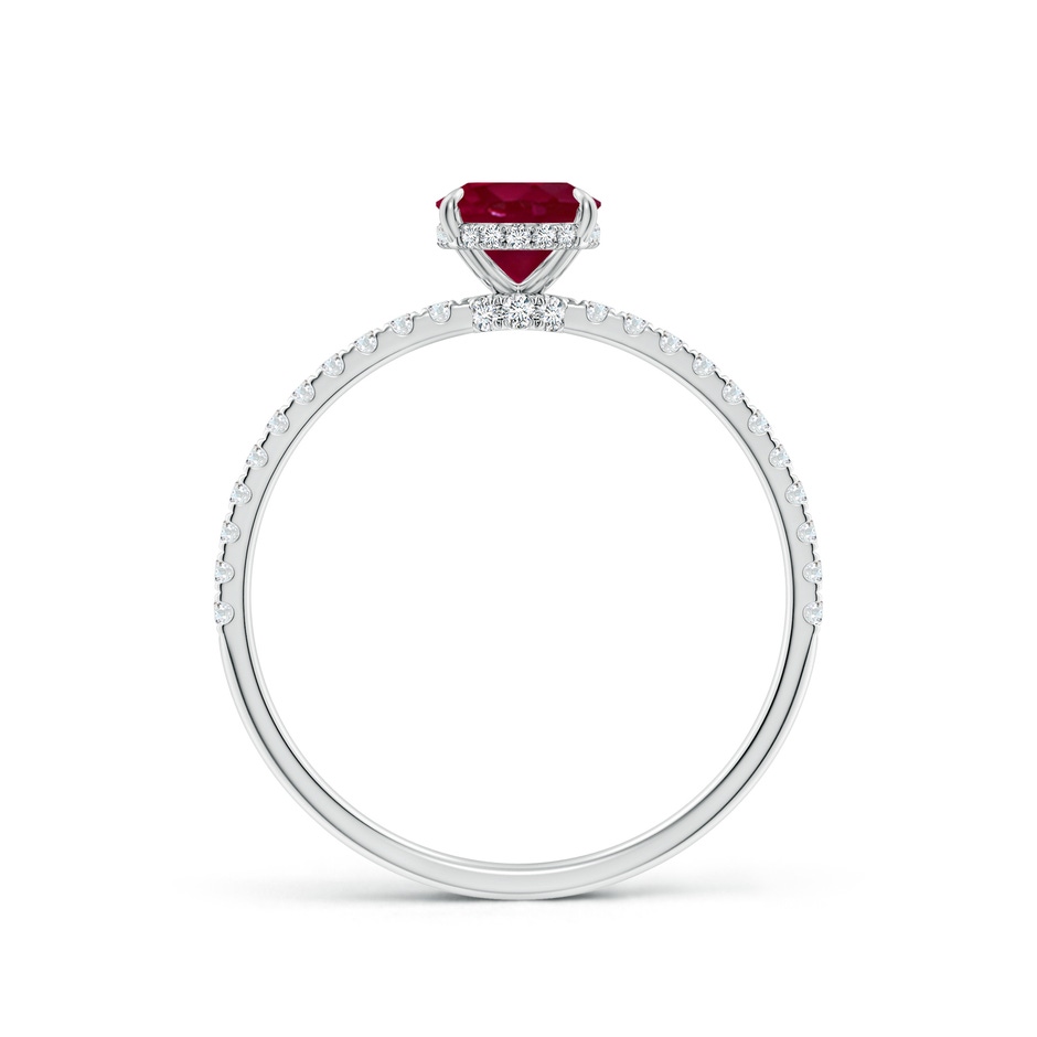 7x5mm A Oval Ruby Hidden Halo Classic Engagement Ring in P950 Platinum side 199