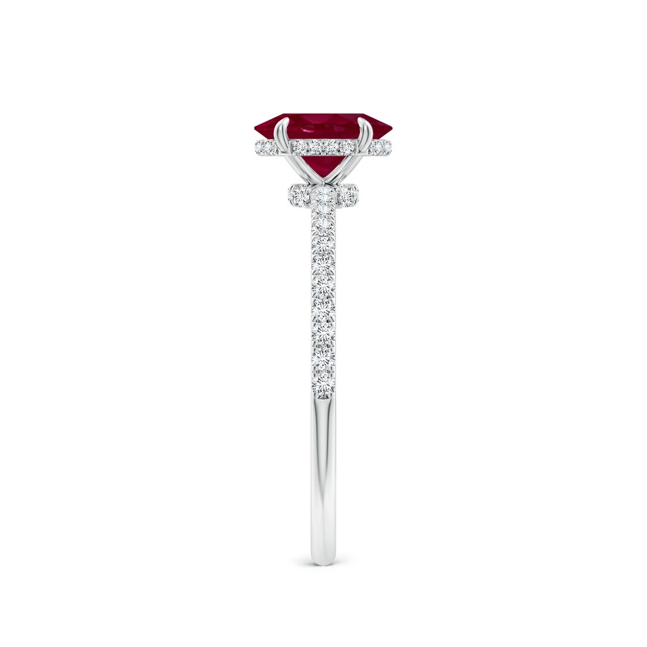 7x5mm A Oval Ruby Hidden Halo Classic Engagement Ring in P950 Platinum side 299