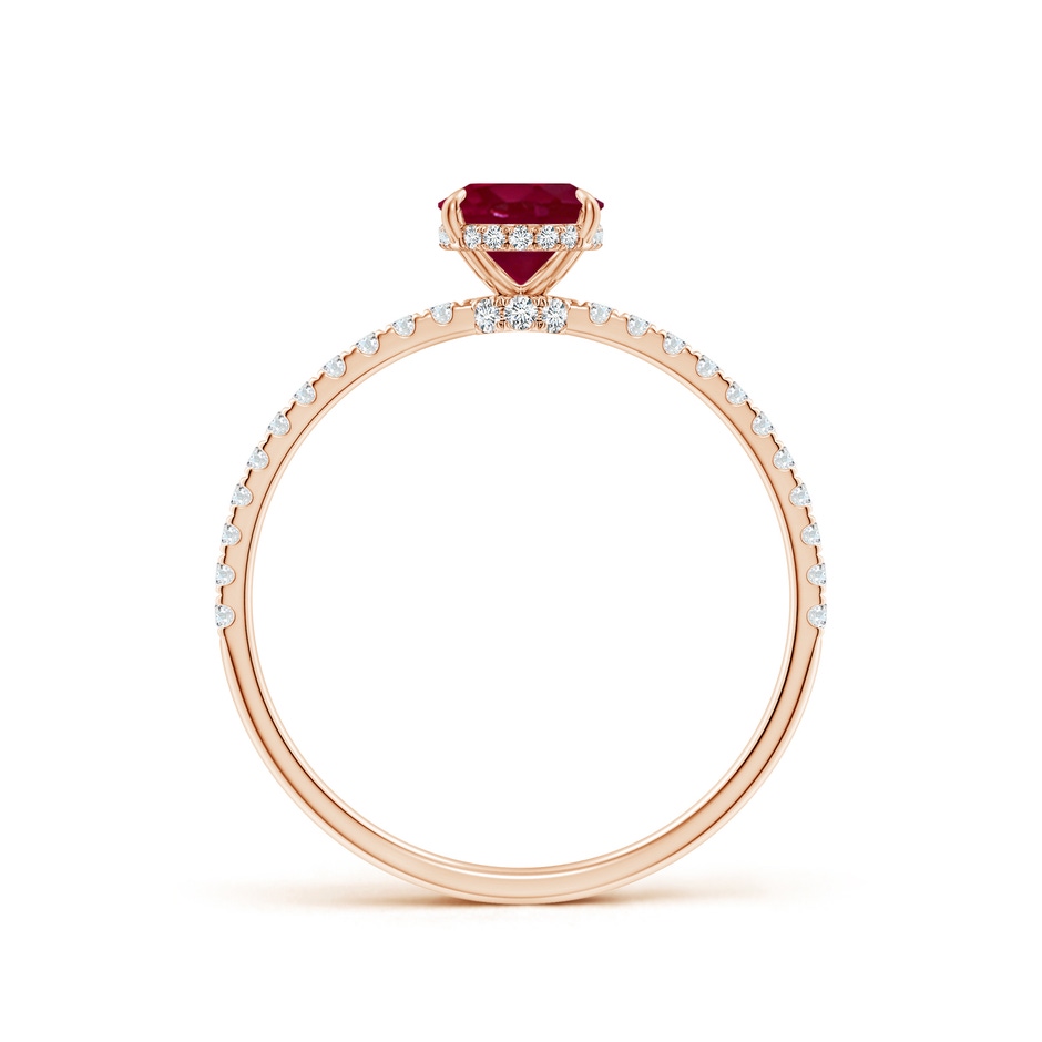 7x5mm A Oval Ruby Hidden Halo Classic Engagement Ring in Rose Gold side 199