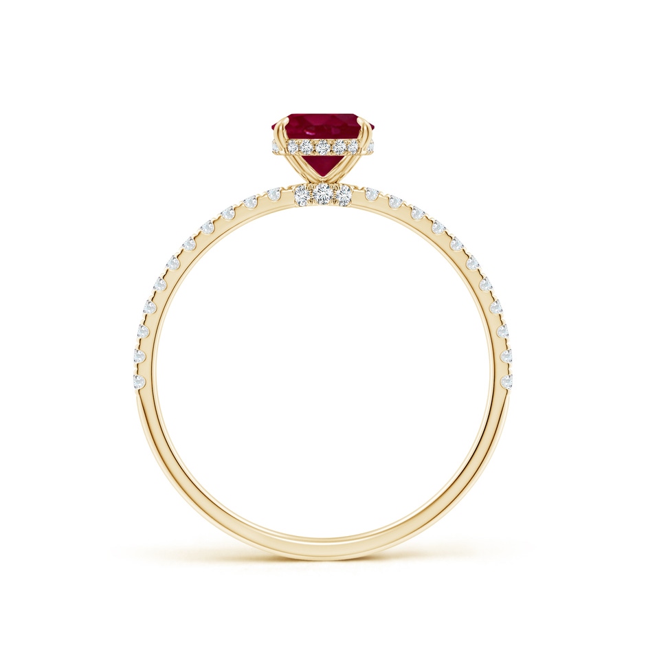 7x5mm A Oval Ruby Hidden Halo Classic Engagement Ring in Yellow Gold side 199