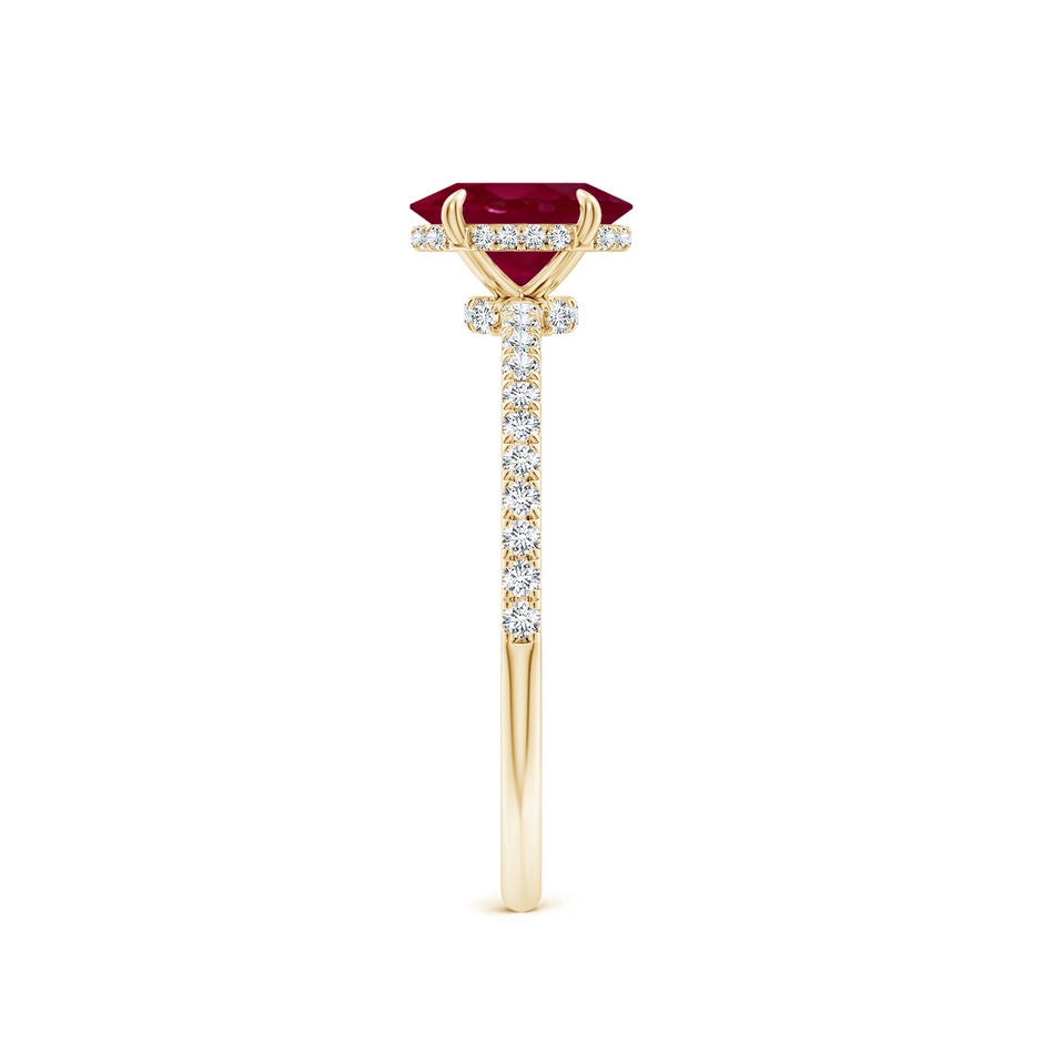 7x5mm A Oval Ruby Hidden Halo Classic Engagement Ring in Yellow Gold side 299